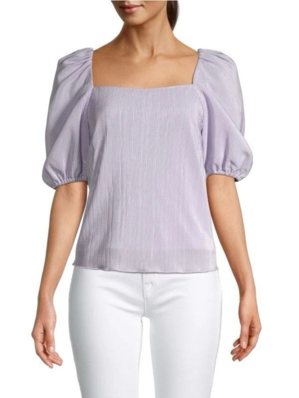 Jonathan Simkhai Ruby Metallic Plisse Satin Blouse